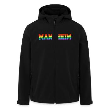 Mannheim Regenbogenfahne - Recycelte Männer Softshell-Jacke von Stanley/Stella - Schwarz - Vorne - AI Model Male 185 light (185cm)