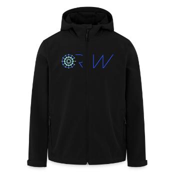 Sailing Crew Sailing Team Ship Steering Wheel Text Logo - Men’s Recycled Softshell Jacket by Stanley/Stella - black - Front - AI Model Male 185 light (185cm)