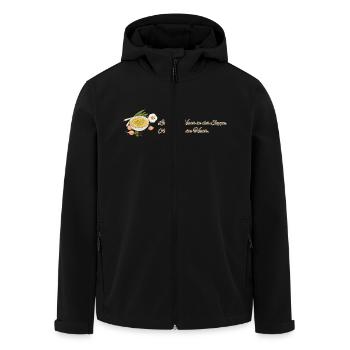 Soupe Amour // Illustration - Veste softshell homme en polyester recyclé Stanley/Stella - noir - Devant - AI Model Male 185 light (185cm)