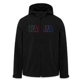 Papua Indonesia - Men’s Recycled Softshell Jacket by Stanley/Stella - black - Front - AI Model Male 185 light (185cm)