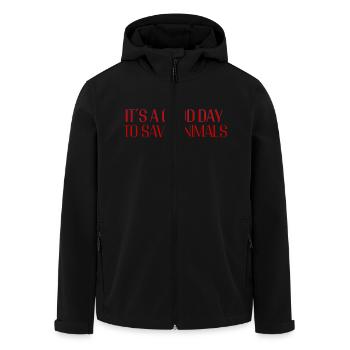 C’est un bon jour pour sauver les animaux – Statement Design - Veste softshell homme en polyester recyclé Stanley/Stella - noir - Devant - AI Model Male 185 light (185cm)