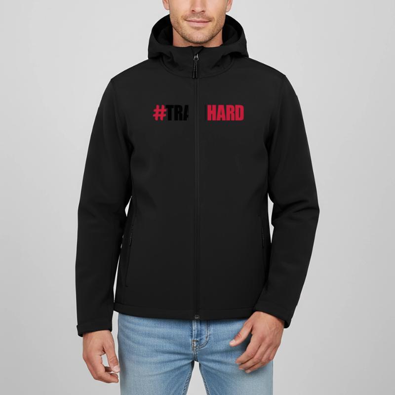 cool design text dumbbell train hard training hand Men’s Recycled Softshell Jacket by Stanley/Stella