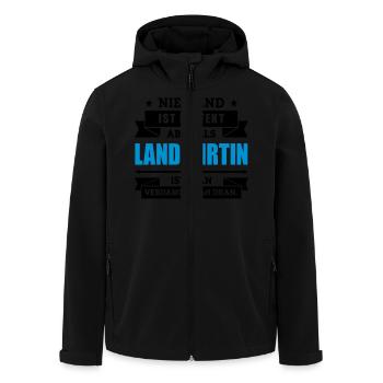 Funshirt Landwirtin - Recycelte Männer Softshell-Jacke von Stanley/Stella - Schwarz - Vorne - AI Model Male 185 light (185cm)