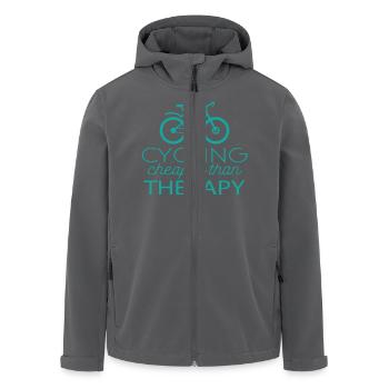 Fahrrad: Cycling - cheaper than Therapy - Recycelte Männer Softshell-Jacke von Stanley/Stella - Schwarz - Vorne - AI Model Male 185 light (185cm)