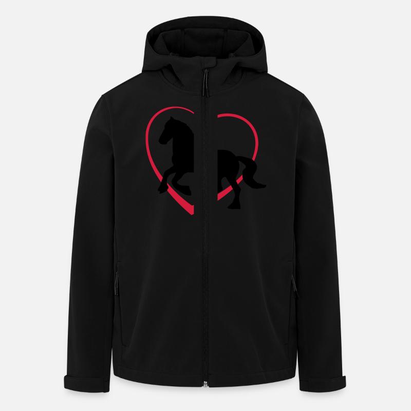 Cheval frison avec un coeur - Veste softshell homme en polyester recyclé Stanley/Stella - noir