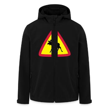 Elk warning 3clr - Men’s Recycled Softshell Jacket by Stanley/Stella - black - Front - AI Model Male 185 light (185cm)