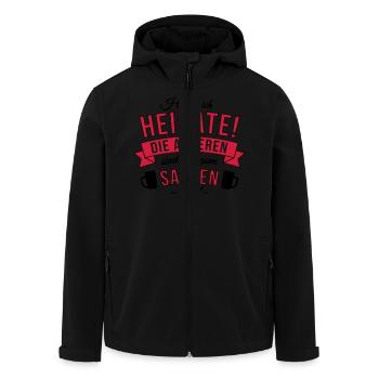 Ich heirate, die Anderen sind nur zum Saufen hier! - Recycelte Männer Softshell-Jacke von Stanley/Stella - Schwarz - Vorne - AI Model Male 185 light (185cm)