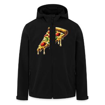 Pizza Cartoon Schmelzender Käse Lustiges Design - Recycelte Männer Softshell-Jacke von Stanley/Stella - Schwarz - Vorne - AI Model Male 185 light (185cm)