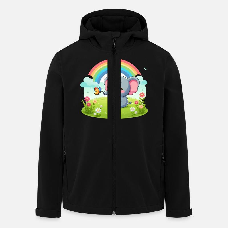 Fröhlicher Elefant und Regenbogen - Recycelte Männer Softshell-Jacke von Stanley/Stella - Schwarz