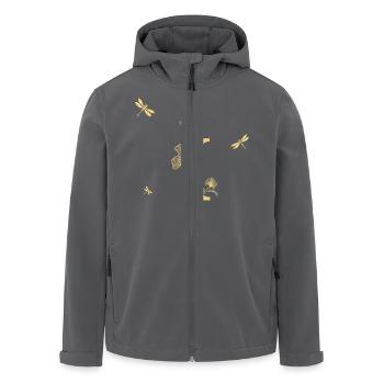 Buchstabe i Goldene Glitzerlibelle - Geschenkidee - Recycelte Männer Softshell-Jacke von Stanley/Stella - Schwarz - Vorne - AI Model Male 185 light (185cm)