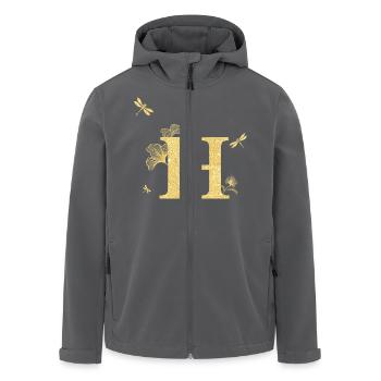 Letter h glitter golden dragonfly - gift idea - Men’s Recycled Softshell Jacket by Stanley/Stella - black - Front - AI Model Male 185 light (185cm)