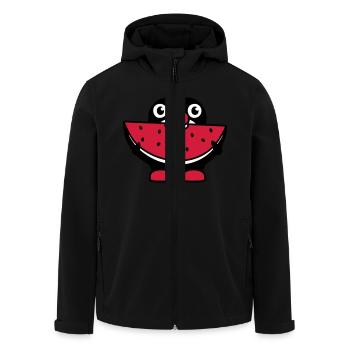 Pinguin isst Melone Obst lecker Hunger beißen Cool - Recycelte Männer Softshell-Jacke von Stanley/Stella - Schwarz - Vorne - AI Model Male 185 light (185cm)