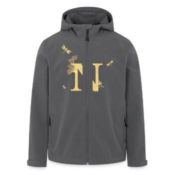 Buchstabe n Goldene Glitzerlibelle - Geschenkidee - Recycelte Männer Softshell-Jacke von Stanley/Stella - Anthrazit - Vorne - AI Model Male 185 light (185cm)
