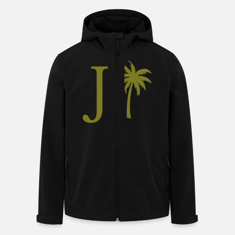 Lettre j vert Palm - Veste softshell homme en polyester recyclé Stanley/Stella - noir