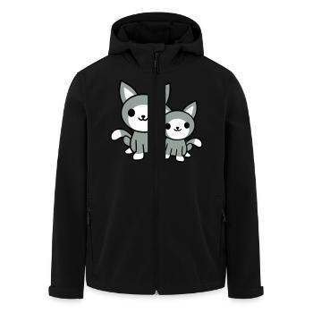 2 Katzen Freunde Team Crew Zwei Haustier Kätzchen - Recycelte Männer Softshell-Jacke von Stanley/Stella - Schwarz - Vorne - AI Model Male 185 light (185cm)