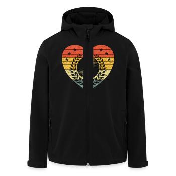Vintage Herz mit Schallplatte – Retro Musik Design - Recycelte Männer Softshell-Jacke von Stanley/Stella - Schwarz - Vorne - AI Model Male 185 light (185cm)