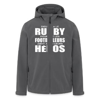 Rugby, Rugby Sport, Rugby Humor, Rugby - Recycelte Männer Softshell-Jacke von Stanley/Stella - Anthrazit - Vorne - AI Model Male 185 light (185cm)