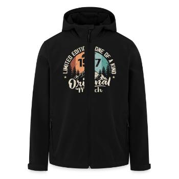 März 1977 Geburtstagsgeschenk - Geboren im März 1977 - Recycelte Männer Softshell-Jacke von Stanley/Stella - Schwarz - Vorne - AI Model Male 185 light (185cm)
