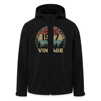 Cadeau Vintage Avril 1977 Anniversaire - Veste softshell homme en polyester recyclé Stanley/Stella - noir - Devant - AI Model Male 185 light (185cm)