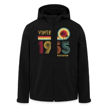 Vintage 1955 Limited Edition – Retro Sunset 70th - Men’s Recycled Softshell Jacket by Stanley/Stella - black - Front - AI Model Male 185 light (185cm)