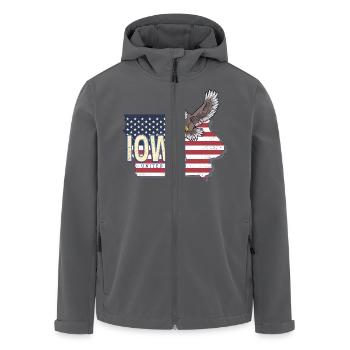 Iowa Vereinigte Staaten Landkarte Vintage USA - Recycelte Männer Softshell-Jacke von Stanley/Stella - Anthrazit - Vorne - AI Model Male 185 light (185cm)