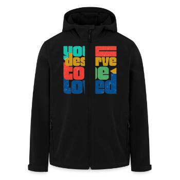 You Deserve To Be Loved - Men’s Recycled Softshell Jacket by Stanley/Stella - black - Front - AI Model Male 185 light (185cm)