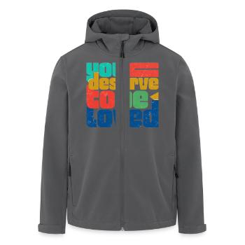 You Deserve To Be Loved - Men’s Recycled Softshell Jacket by Stanley/Stella - anthracite - Front - AI Model Male 185 light (185cm)