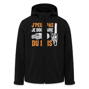 J peux pas je dois faire du bois - Veste softshell homme en polyester recyclé Stanley/Stella - noir - Devant - AI Model Male 185 light (185cm)