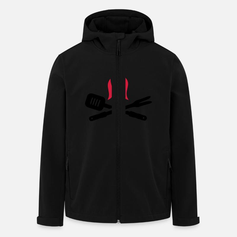 Grillbesteck mit Flammen - Recycelte Männer Softshell-Jacke von Stanley/Stella - Schwarz