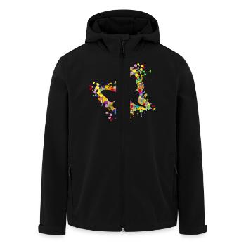 Schmetterling Splash - Recycelte Männer Softshell-Jacke von Stanley/Stella - Schwarz - Vorne - AI Model Male 185 light (185cm)