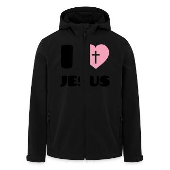 I Love Jesus - Men’s Recycled Softshell Jacket by Stanley/Stella - black - Front - AI Model Male 185 light (185cm)