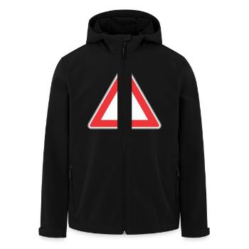 Road Sign exclamation point - Men’s Recycled Softshell Jacket by Stanley/Stella - black - Front - AI Model Male 185 light (185cm)