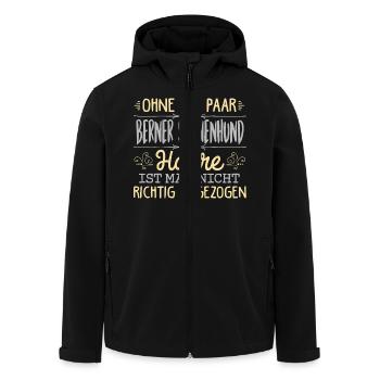 BERNER SENNENHUND Haare gehören dazu - Recycelte Männer Softshell-Jacke von Stanley/Stella - Schwarz - Vorne - AI Model Male 185 light (185cm)