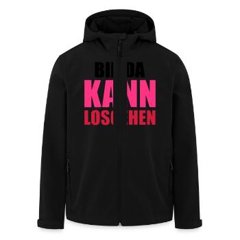 Bin da kann losgehen - Recycelte Männer Softshell-Jacke von Stanley/Stella - Schwarz - Vorne - AI Model Male 185 light (185cm)