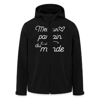 "Meilleur parrain" t-shirt humour parrain - Veste softshell homme en polyester recyclé Stanley/Stella - noir - Devant - AI Model Male 185 light (185cm)