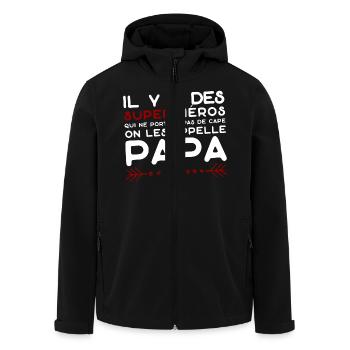 papa cadeau anniversaire original fête des pères - Veste softshell homme en polyester recyclé Stanley/Stella - noir - Devant - AI Model Male 185 light (185cm)