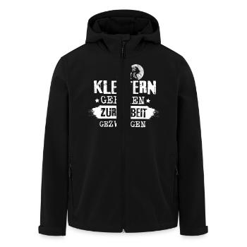 ZUM KLETTERN GEBOREN - ZUR ARBEIT GEZWUNGEN - Recycelte Männer Softshell-Jacke von Stanley/Stella - Schwarz - Vorne - AI Model Male 185 light (185cm)
