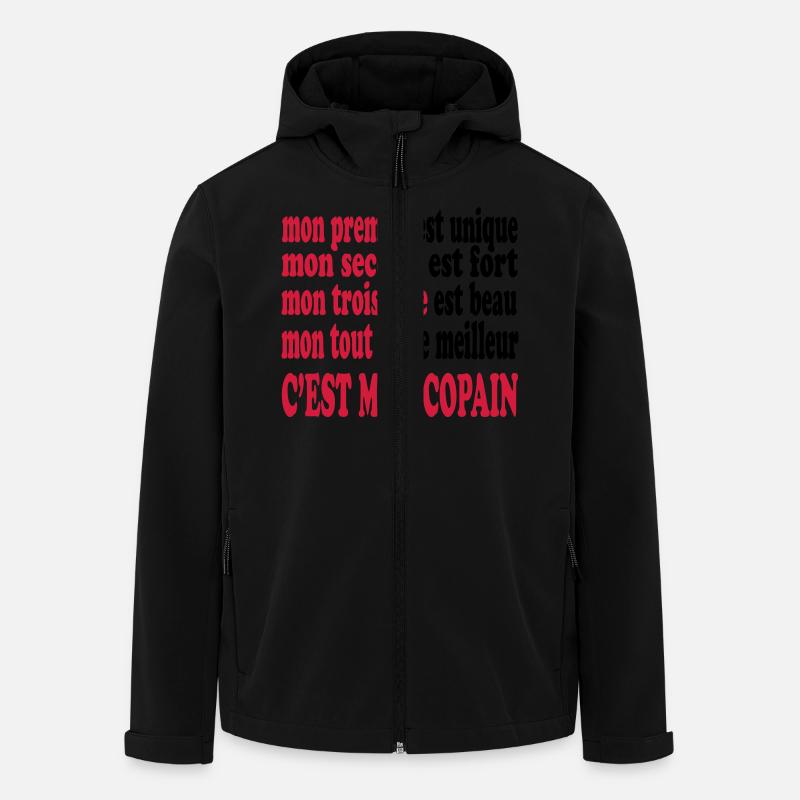 Mon copain est beau - Veste softshell homme en polyester recyclé Stanley/Stella - noir