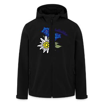 (edelweiss_mit_enzian_holladiho) - Recycelte Männer Softshell-Jacke von Stanley/Stella - Schwarz - Vorne - AI Model Male 185 light (185cm)