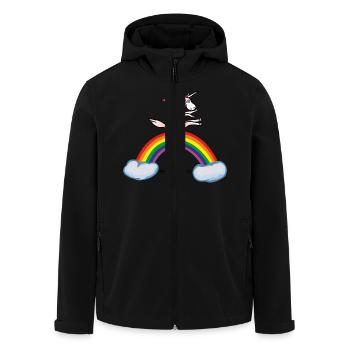 Einhorn auf Regenbogen - Unicorn on rainbow, lgbt - Recycelte Männer Softshell-Jacke von Stanley/Stella - Schwarz - Vorne - AI Model Male 185 light (185cm)