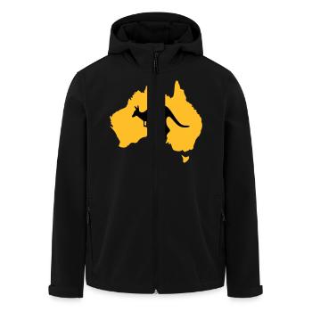 australia - Men’s Recycled Softshell Jacket by Stanley/Stella - black - Front - AI Model Male 185 light (185cm)