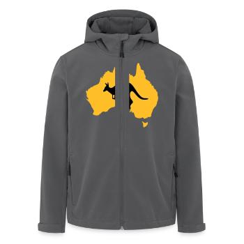 australia - Men’s Recycled Softshell Jacket by Stanley/Stella - anthracite - Front - AI Model Male 185 light (185cm)