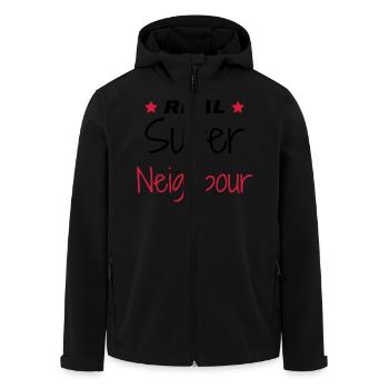 Nachbar / Nachbarschaft / Nachbarin / Haus - Recycelte Männer Softshell-Jacke von Stanley/Stella - Schwarz - Vorne - AI Model Male 185 light (185cm)
