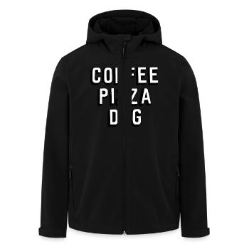 COFFEE PIZZA DOG - Men’s Recycled Softshell Jacket by Stanley/Stella - black - Front - AI Model Male 185 light (185cm)