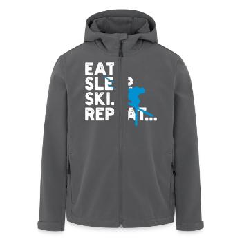 Eat Sleep Ski Repeat - Ski Fahren - Winter Sport - Veste softshell homme en polyester recyclé Stanley/Stella - noir - Devant - AI Model Male 185 light (185cm)
