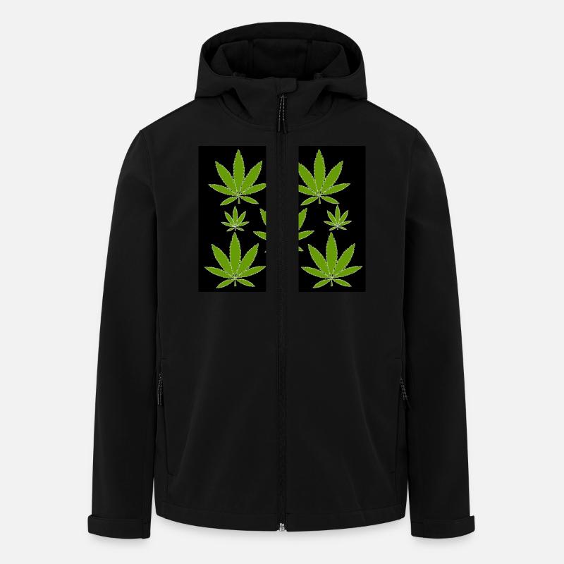 Hanf Muster green - Recycelte Männer Softshell-Jacke von Stanley/Stella - Schwarz