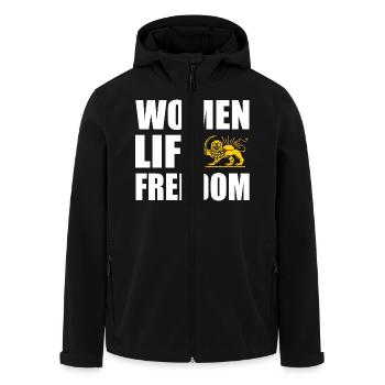 Women life freedom - Men’s Recycled Softshell Jacket by Stanley/Stella - black - Front - AI Model Male 185 light (185cm)