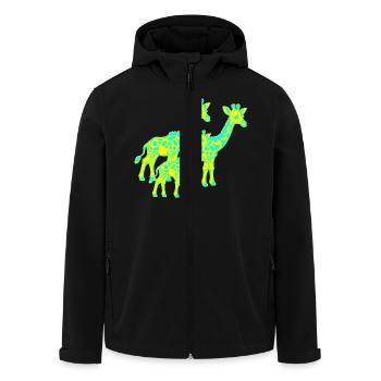 Girafe Afrique Safari Enfant Enfants Rétro Années 80 Années 90 - Veste softshell homme en polyester recyclé Stanley/Stella - noir - Devant - AI Model Male 185 light (185cm)