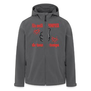ELU MEILLEUR POMPIER DE TOUS LES TEMPS - Veste softshell homme en polyester recyclé Stanley/Stella - noir - Devant - AI Model Male 185 light (185cm)
