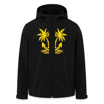 Anker mit Palmen Logo - Recycelte Männer Softshell-Jacke von Stanley/Stella - Schwarz - Vorne - AI Model Male 185 light (185cm)